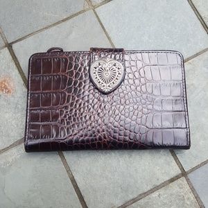 Brighton Croc Leather Wallet with Silverton Emblem